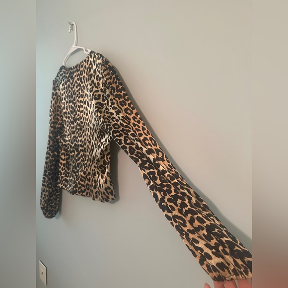 GANNI Silk - Blend Animal Print Button Blouse - Size 40 (US 10) - Picture 6 of 14